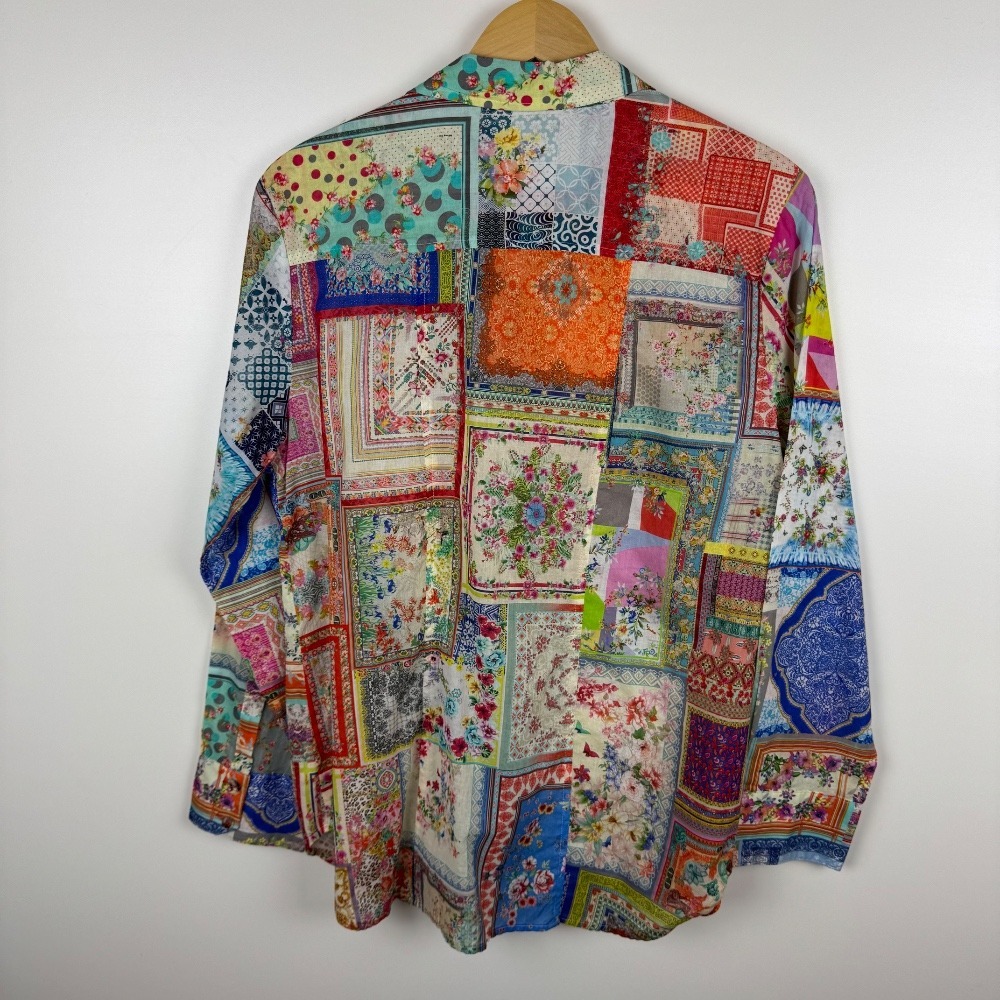 Johnny Was Colorful Patchwork Button Down Shirt - image 7